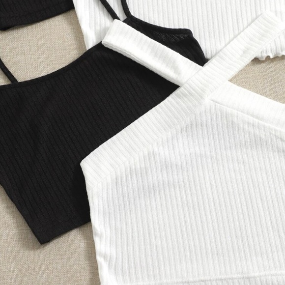 EZwear Solid Ribbed Knit Crop Top Set of 4 *NEW* - Picture 5 of 6